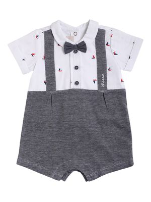 Boys White Short Sleeve Knitted Romper